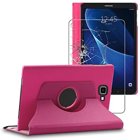 ebestStar Cover per Samsung Galaxy Tab A6 A 10.1 (2018, 2016) T580 T585, Custodia Protezione Rotazione 360, Pelle PU, Rosa + Vetro Temperato