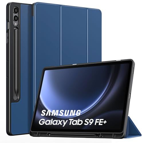 TiMOVO Custodia Compatibile con Galaxy Tab S9 Fe+ 2023 SM-X610N/SM-X616B, Cover Prtettiva Sottile con Supporto per Galaxy Tab S9 Fe+ 12,4", con Portapenna per S Pen, Auto Sonno/Sveglia, Blu Marino