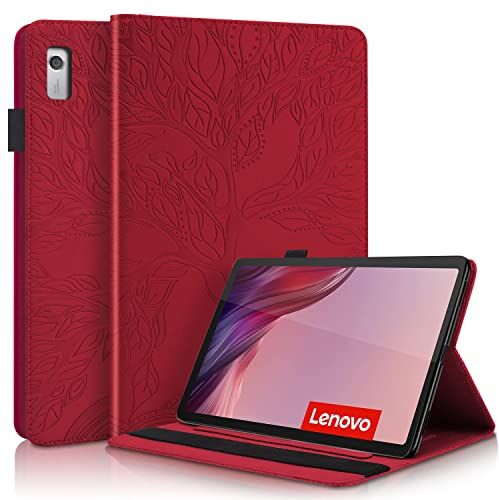 Succtopy Custodia Lenovo Tab M9 HD 9 Pollici TB-310FU 2023,Cover in Pelle PU Flip Portafoglio con Porta Penna Lenovo Tab M9 HD 2023,Custodia Protettiva con Slot Card Lenovo Tab M9 HD 9" 2023,Rosso