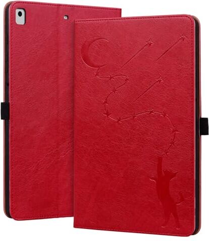 Jajaful Custodia per iPad 9.7" (5a/6a Generazione)/ iPad Air 1/iPad Air 2/ iPad Pro 9.7 Cover Protettiva in Pelle Stand e Tasche Carte Antiurto, Flip Case Auto Sonno/Sveglia iPad 9.7 Pollici Rosso