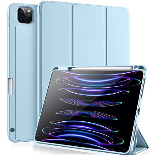 Vobafe Custodia Compatibile con Cover iPad Pro 11 2022/2021/2020/2018, a tre ante con portapenne per iPad Pro 11 pollici, Supporto 2. Gen Pencil, Attivazione/Disattivazione Automatica, Azzurro