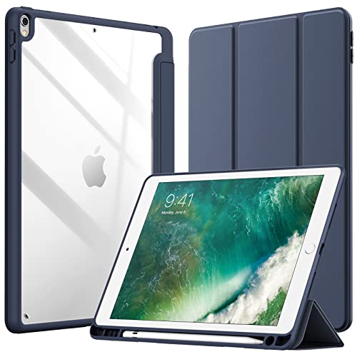 JETech Custodia per iPad Air 3 (10,5 Pollici 2019, 3a Generazione) e iPad Pro 10,5 con Portapenne, il Involucro Posteriore Chiaro Trasparente Supporto Cover Sottile per Tablet Antiurto (Navy)