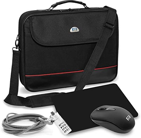 PEDEA borsa per PC portatile "Trendline" Borsa notebook starter kit fino a 17,3 pollici (43,9 cm) con mouse wireless, tappetino per il mouse e lucchetto per notebook, nero