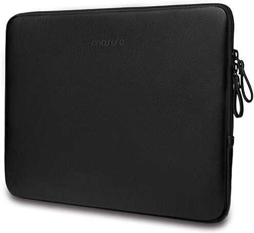 MOSISO Laptop Sleeve Compatibile con MacBook PRO 16 2021 2022 M1 PRO/M1 Max A2485/2019-2020 A2141/Pro 15 A1398, 15-15,6 Pollici Notebook, Pelle PU Imbottita Custodia Impermeabile Borsa, Nero