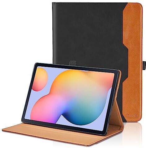 Oduio Custodia per Samsung Galaxy Tab S6 Lite 10.4'' SM-P610/P615 2020 e SM-P613/P619 2022 pollici Pelle Tablet Case, Multi-Angli Supporto Pieghevole Cover Protettiva con Tasca, Auto Sveglia/Sonno Nero