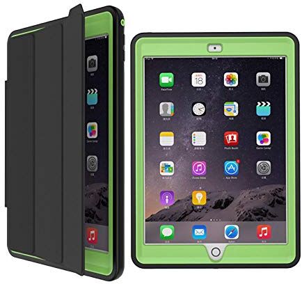 Huiran Custodia in Pelle PU Smart Auto Wake per iPad 6 Air 2 Custodia Cover Flip Flip Cover sicura per iPad air2 A1566 A1567-Verde