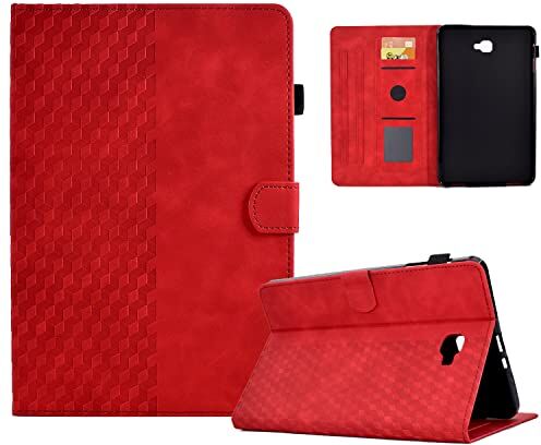 ONETHEFUL Custodia Compatibile con Samsung Galaxy Tab A / A6 10.1" 2016 T580 T585,Cover Protettiva Tablet Tasca con Multi-angli Stand e PU Pelle per Galaxy Tab A 10.1" 2016 Rosso