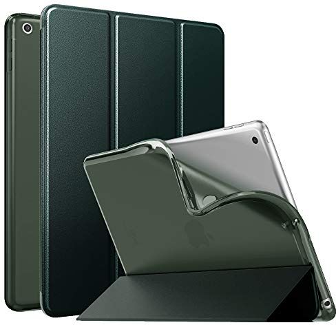 MoKo Cover per Nuovo iPad 10,2" iPad 9a generazione 2021 / 8a Gen. 2020 / 7a Gen. 2019, Custodia Ultra Sottile Leggero Tri-fold Auto Sveglia/Sonno con Retro Semi-trasparente in TPU- Verde notte