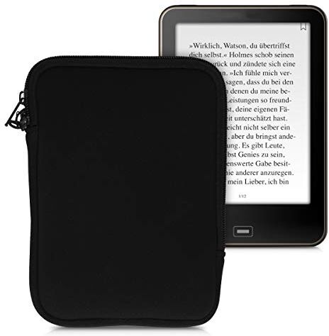 kwmobile Custodia Universale per eReader Copertina in Neoprene nero con Chiusura a Zip Misura 17 x 12 x 2 cm Astuccio portatablet