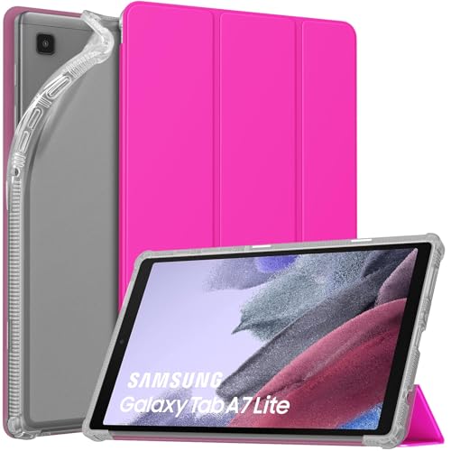 MoKo Custodia Protettiva Compatibile con Samsung Galaxy Tab A7 Lite 8,7" (SM-T225/SM-T220/SM-T227) 2021 Tablet, Retro Trasparente in TPU Ultra Sottile Leggero, Custodia in Tre-ante, Pitaya Rosso