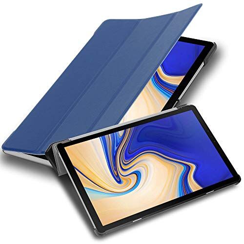 Cadorabo Custodia Tablet per Samsung Galaxy Tab S4 (10.5" Zoll) T830 / T835 in BLU SCURO JERSEY – Copertura Protettiva Molto Sottile di Similpelle in Stile Libro CON Auto Wake Up e Funzione Stand