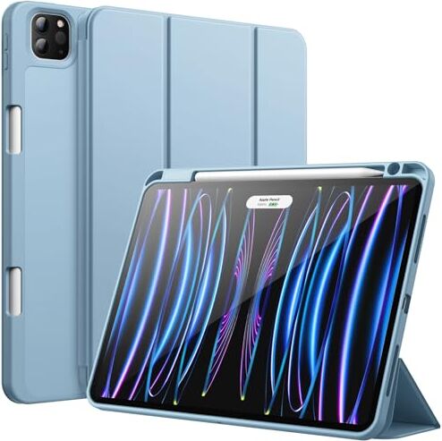 JETech Custodia per iPad Pro 11 Pollici (Modello 2022/2021/2020), con Portapenne, Supporta la Ricarica di Pencil 2a Gen, Cover Tablet Sottile con Retro in Morbido TPU (Blu Chiaro)