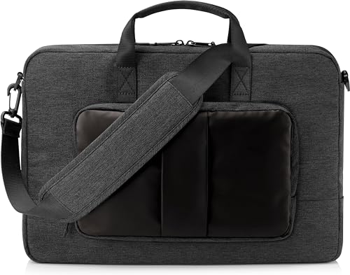 HP PC Lightweight Borsa per Notebook fino a 15,6”, Scomparto Computer o Tablet Dedicato, 3 Tasche ad accesso rapido e 8 nascoste, resistente all'acqua, tracolla removibile, grigio