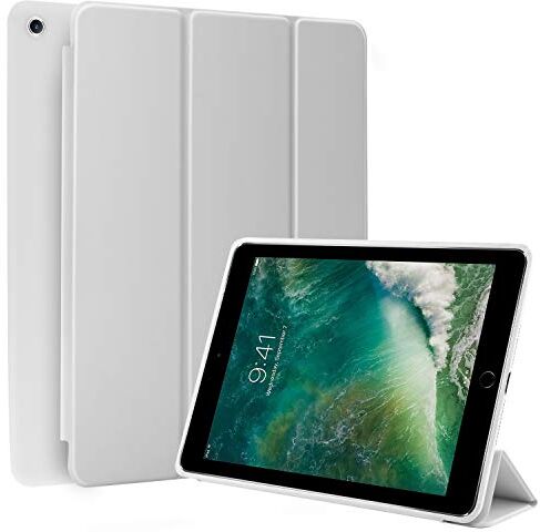 N NEWTOP Cover Compatibile per Apple iPad 10.2" 2019 7" Generazione A2197/A2198/A2200, Custodia Flip Smart Libro Ori Case Ultra Sottile Leggera Stand Supporto Funzione Wake/Sleep Simil Pelle (Bianco)