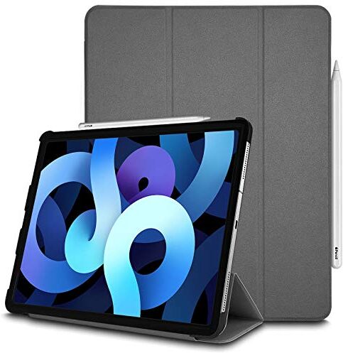 TECHGEAR iPad Air 4 Custodia (4 Generazione) Smart Case Cover tri-fold [Compatibile con penna] con protezione d'angolo [Spegnimento/Sveglia Automatico] per iPad Air 10.9" 2020 Grigio