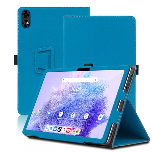 Envibe Custodia per UMIDIGI Active T1, 11 inch, Cover Tablet UMIDIGI Active T1, Copertura Protettiva Pieghevole con Supporto per Matita e Cinturino da Polso, Protezione Completa. (Azzurro)