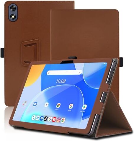 Envibe Custodia per UMIDIGI G3 Tab Ultra,10.1 inch, Cover Tablet UMIDIGI G3 Tab Ultra, Copertura Protettiva Pieghevole con Supporto per Matita e Cinturino da Polso, Protezione Completa. (Marrone)