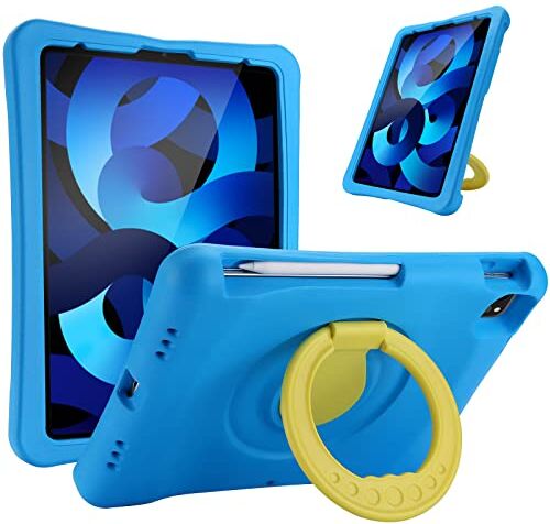 Procase Custodia Bambini per iPad Air 5 2022 [A2588/A2589/A2591]/Air 4 2020/iPad Pro 11 2020 2018, Rigida Custodia Antiurto per Bambini con Cavalletto Girevole a 360 Gradi –Blu