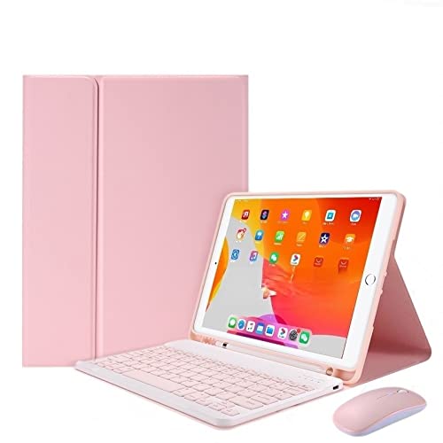 MYLPDZSW HHF Tab accessori Per Pad Air 4 10.9 PRO 11 2018 2020, custodia da tastiera portoghese con mouse Per Pad 9.7 10.5 10.2 2019 5 ° sett. 7 7 ° generazione Air 2 3 cover+tastiera (Colore : Pink+Mouse, D