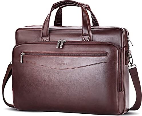 DOMISO Borsa per laptop Borsa a tracolla Borsa da lavoro Borsa da uomo Borsa da lavoro Borsa a sospensione per 17-17,3 "Notebook/Dell/Acer/HP/MSI, Marrone