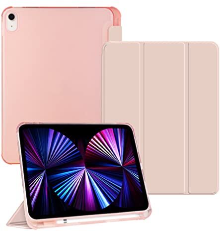 JOYLYJOME Compatibile con iPad (10,2 pollici), custodia pieghevole a forma di Y con scomparto per penne, materiale acrilico, rosa