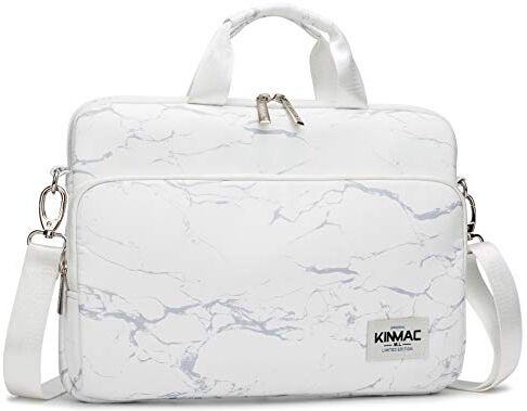 Kinmac Custodia impermeabile per computer portatile con manico e tracolla staccabile (35,6 cm), colore: marmo bianco