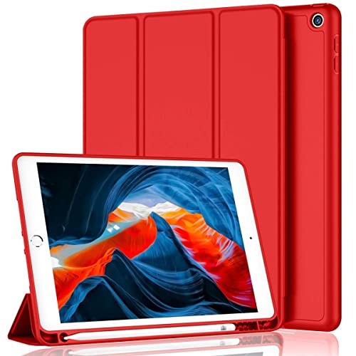 Blyge Cover per iPad da 10,2" per iPad 9a generazione 2021 8ª 2020 e settima generazione 2019, custodia sottile per Apple iPad 10,2", colore: Rosso