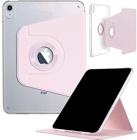 DMaos Hülle für iPad 10. Generation 10,9 Zoll 2022,  Slim Magnetic Abnehmbare Smart Cover, faltbarer Ständer, 360° drehbar Rosa