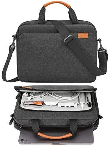 MoKo Custodia Borsa per Tablet da 12.9 inch, Custodia Morbida con Maniglia e Tracolla Compatibile con iPad Pro 12.9 M2 2022/2021/2020/2018, Borsa con Tasche Multiple, Nero & Grigio