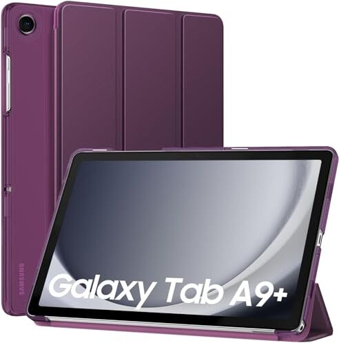 MoKo Custodia per Galaxy Tab A9+/A9 Plus 11 Pollici 2023, Cover Protettiva Sottile con Supporto e Retro Rigido Traslucido in PC per Tab A9 Plus SM-X210/X216/X218, Auto Sveglia/Sonno, Viola Scuro