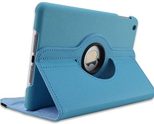 QINYUP Custodia con Cover Sveglia per Sonno Air per iPad Air 2 Custodia Modello A1566 A1567 Custodia per Tablet 360 Gradi in Pelle PU Girevole Shell-Blu