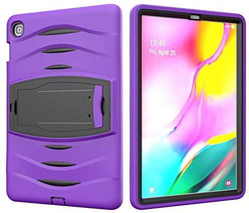 ZiHang Samsung Galaxy Tab S5e 10.5 T720 T725 2019 Custodia Rigida, Ibrida Antiurto Tre-Strati Cover Silicone + PC Protettiva Case, Pellicola Protettiva Kickstand Incorporato Full-Body Rugged (Viola)