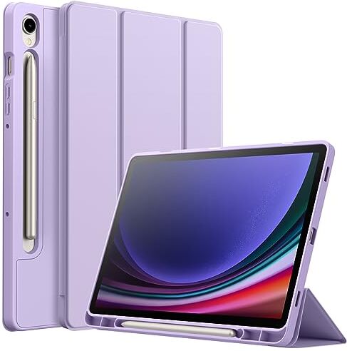 JETech Custodia per Samsung Galaxy Tab S9 11 Pollici con S Pen Holder, Morbida TPU Trifold Supporto Protettiva Tavoletta Cover, Supporta S Pen di Ricarica, Auto Svegliati/Sonno (Viola Chiaro)