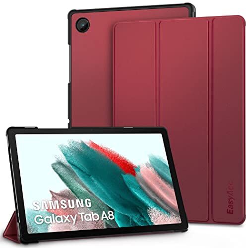 EasyAcc Cover Custodia Compatibile con Samsung Galaxy Tab A8 10.5 Pollici 2021/2022 SM-X200 SM-X205 Tablet, Ultra Sottile Smart Cover in Pelle, Vino rosso