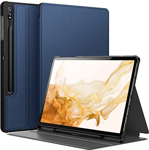 JETech Custodia per Samsung Galaxy Tab S8 Plus 2022 / S7 FE 2021 / S7 Plus 2020 12,4 Pollici con S Pen Holder, Sottile Folio Stand Protettiva Tablet Cover, Multi-Angolo Visualizzazione (Navy)