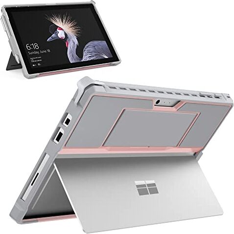 MoKo Microsoft Surface PRO 7 Plus/PRO 7/PRO 6/PRO 2017 / PRO 5/4 /LTE Custodia, Case Protettiva con Porta Penna & Cintura Mano, Compatibile con Type Cover Keyboard per Surface PRO 6/5/4 Grigio/Rosa