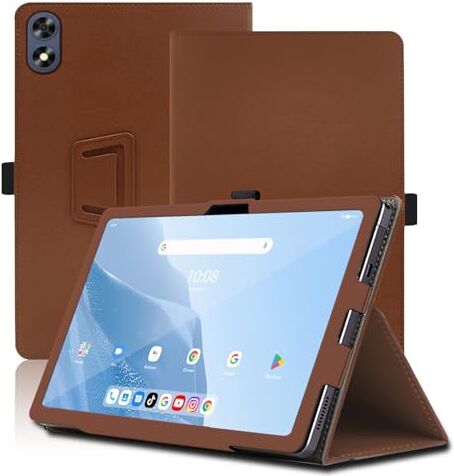 Envibe Custodia per UMIDIGI G2 Tab, 10.1 inch, Cover Tablet UMIDIGI G2 Tab, Copertura Protettiva Pieghevole con Supporto per Matita e Cinturino da Polso, Protezione Completa. (Marrone)