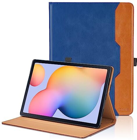 Oduio Custodia per Samsung Galaxy Tab S6 Lite 10.4'' SM-P610/P615 2020 e SM-P613/P619 2022 pollici Pelle Tablet Case, Multi-Angli Supporto Pieghevole Cover Protettiva con Tasca, Auto Sveglia/Sonno Blu