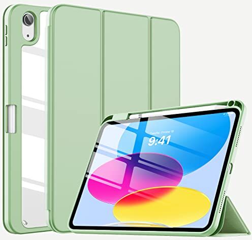 TiMOVO Custodia Compatibile con iPad 10 Generazione 10,9" 2022, iPad Smart Cover con Pencil Holder, Custodia Sottile a Tre-Ante, Auto Sveglia/Sonno, Verde