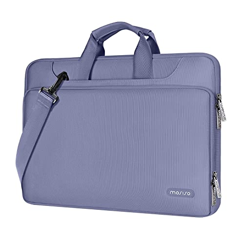 MOSISO 360 Protezione Laptop Spalla Borsa Compatibile con MacBook Air 15 pollici M2 A2941 2023/Pro 16 2023-2019,15-15,6 pollici Notebook,Matching Colore Sleeve con Cintura,Grigio Lavanda
