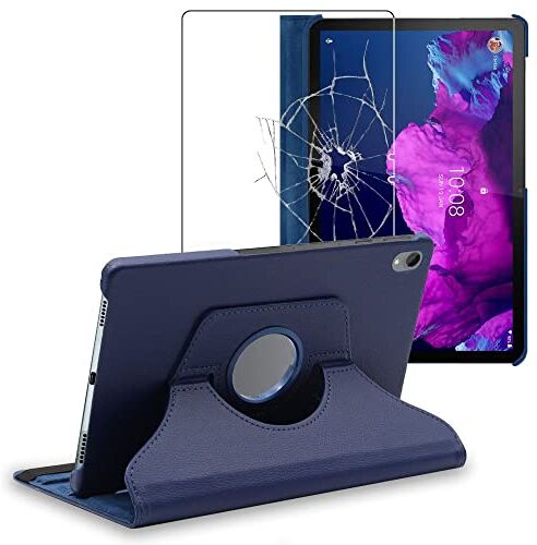 ebestStar Cover per Lenovo Tab P11, P11 Plus, Custodia Protezione Rotazione 360, Pelle PU, Blu scuro + Vetro Temperato