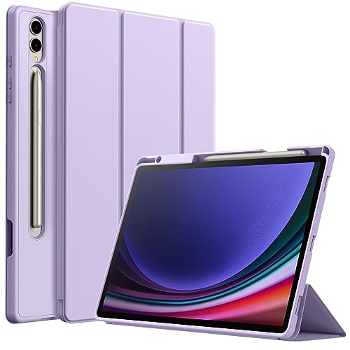 JETech Custodia per Samsung Galaxy Tab S9 Plus 12,4" con S Pen Holder, Morbida TPU Trifold Supporto Protettiva Tavoletta Cover, Supporta S Pen di Ricarica, Auto Svegliati/Sonno (Viola Chiaro)