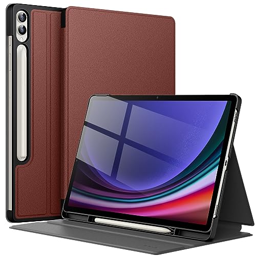 JETech Custodia per Samsung Galaxy Tab S9 Plus 12.4 Pollici con S Pen Holder, Sottile Folio Stand Protettiva Tablet Cover, Multi-Angolo Visualizzazione (Vino Rosso)