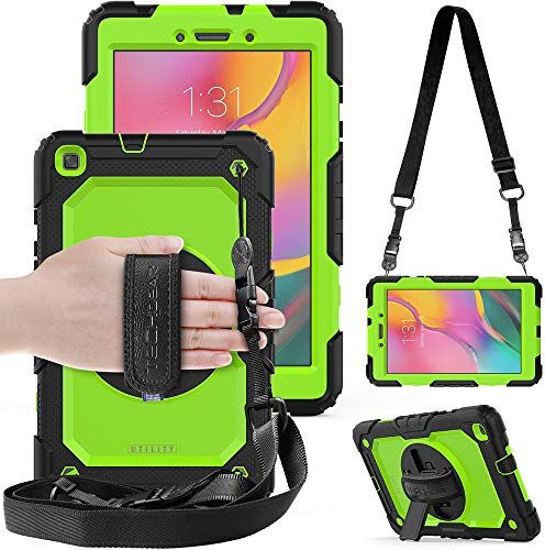 TECHGEAR Custodia Compatibile con Samsung Galaxy Tab A 8.0" 2019 (SM-T290 / SM-T295), Custodia Antiurto Resistente Supporto Integrato Girevole a 360 Gradi, Cinturino a Mano e Tracolla attaccabile