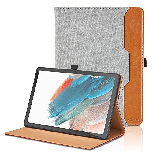 Oduio Custodia per Samsung Galaxy Tab A8 2021/2022 10.5 pollici (SM-X200/SM-X205) Pelle Tablet Case, Multi-angli Supporto Pieghevole Cover Protettiva con Tasca, Pencil Loop, Auto Sveglia/Sonno Grigio