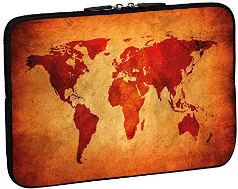 PEDEA Borsa Custodia per Laptop 13,3 pollici neoprene, brown global map