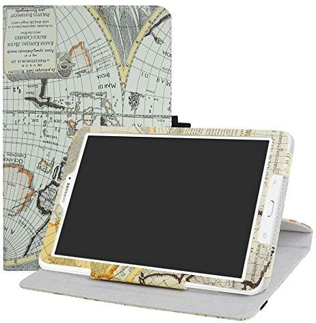 LFDZ Galaxy Tab E 9.6 Rotante Custodia, Slim girevole Smart 360 gradi di rotazione Case Cover Custodia Protettiva per Samsung Galaxy Tab E 9.6" SM-T560 SM-T561 Tablet,Map White