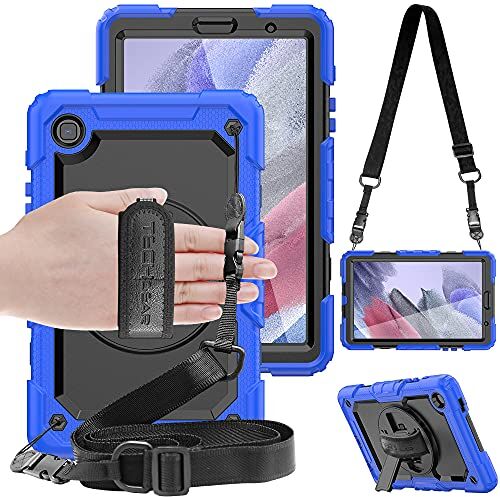 TECHGEAR Custodia Compatibile con Samsung Galaxy Tab A7 Lite 8.7" (SM-T220 / SM-T225), Cover Antiurto Resistente Supporto Integrato Girevole a 360 Gradi, Cinturino a Mano e Tracolla Attaccabile