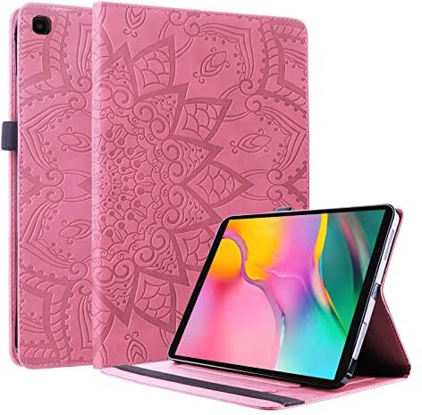 Lspcase Galaxy Tab A 10.1 2019 Custodia a portafoglio in pelle con motivo mandala in rilievo, per Samsung Galaxy Tab A 10.1" 2019 SM-T510 SM-T515, colore: Rosa