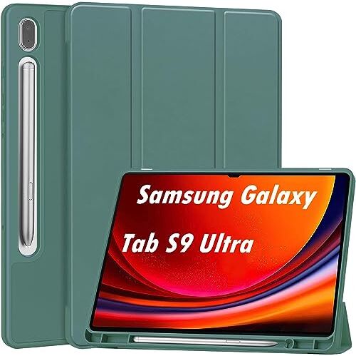 NEKOSUKI Custodia Compatibile con Samsung Galaxy Tab S9 Ultra 14.6 inch 2023, Sottile Leggero Cover Posteriore in Morbido TPU con Auto Sveglia/Sonno per Samsung Galaxy Tab S9 Ultra 14.6" Tablet, Green